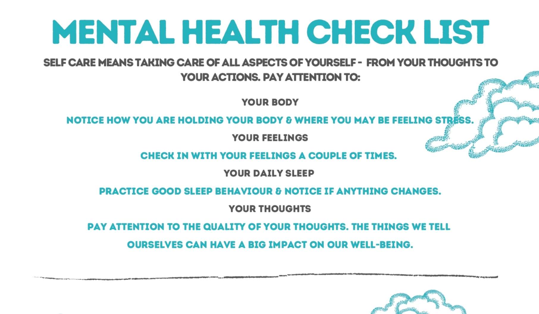 The Self Centre Mental Health Checklist